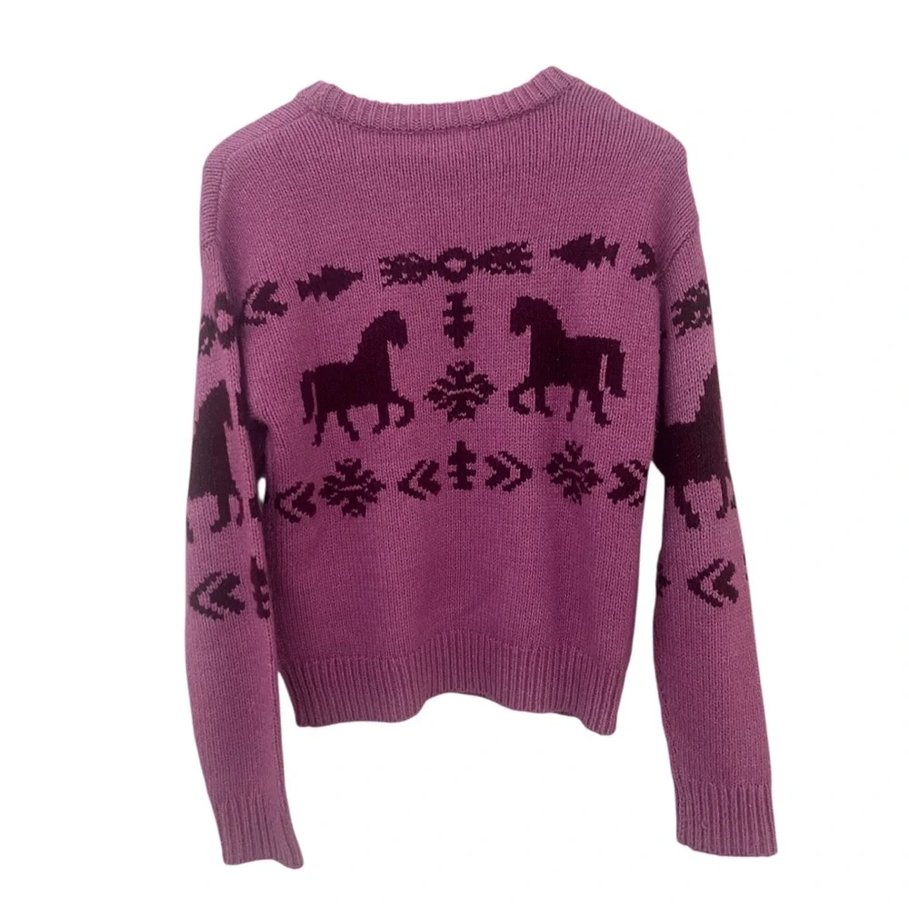 Sundance Equestrian Horse Knit Purple Pink Sweater Size XS - Picture 8 of 8